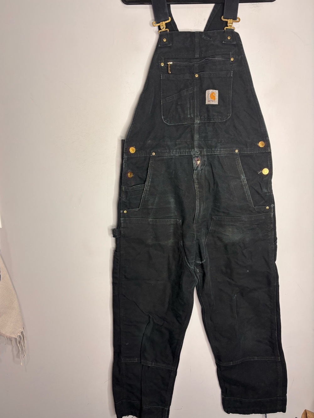 Carhartt Overalls Men’s 34x30 Black USA Cotton Destroy Thrash Gorp Work Street